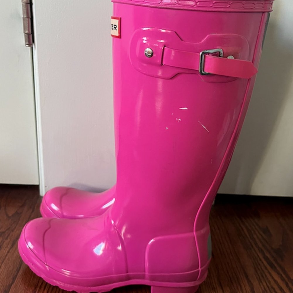 girls pink Hunter boots